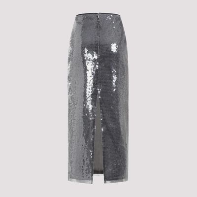 Shop David Koma Sequin Midi Skirt In Grey