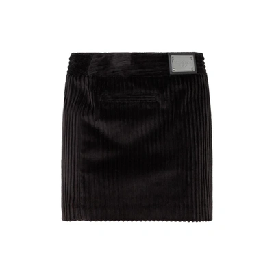 Shop Dolce & Gabbana Mini Velvet Skirt In Brown