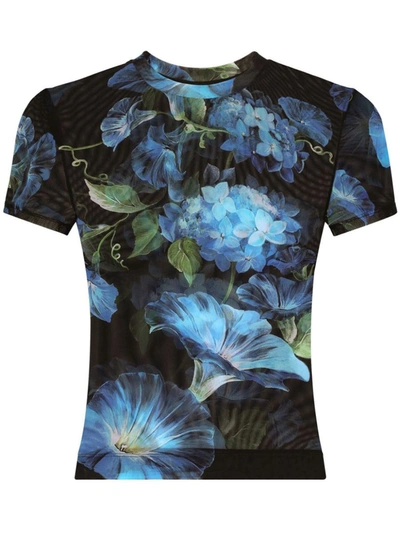 Shop Dolce & Gabbana T-shirt With Flowers In Black