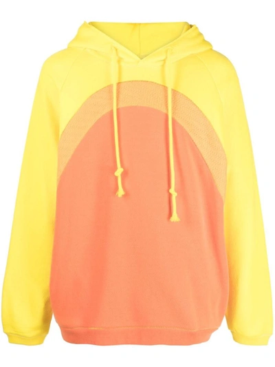 Shop Erl Unisex Rainbow Hoodie Knit Clothing In Yellow & Orange