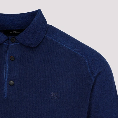 Shop Etro Wool Classic Polo In Blue