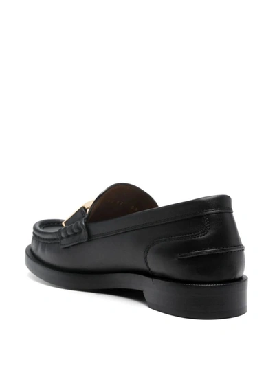 Shop Fendi Logo Moccasts Shoes In Black