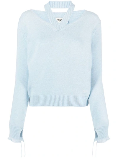 Shop Fendi Pullover Clothing In Blue