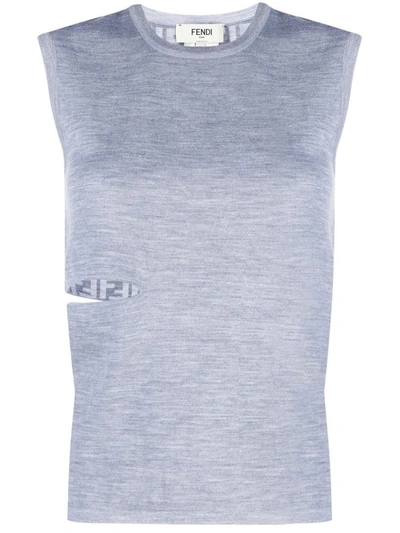 Shop Fendi Top Logo Clothing In Grey