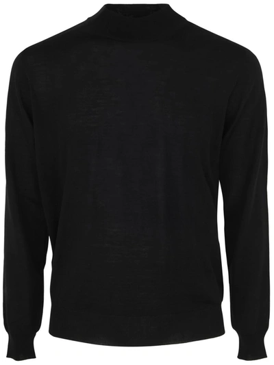 Shop Filippo De Laurentiis Royal Merino Long Sleeves High Neck Sweater Clothing In Black