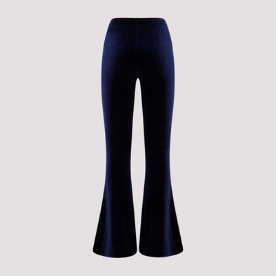 Shop Ganni Velvet Jersey Pants In Blue