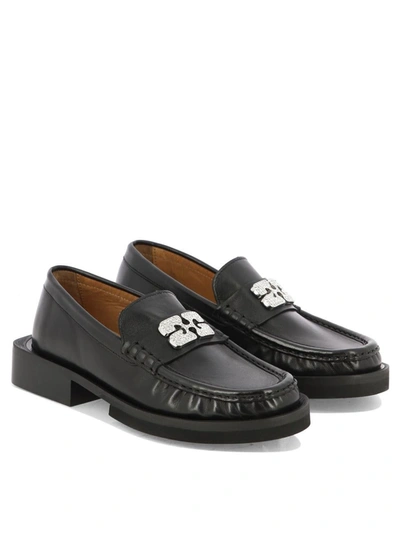 Shop Ganni "rhinestone" Loafers In Black