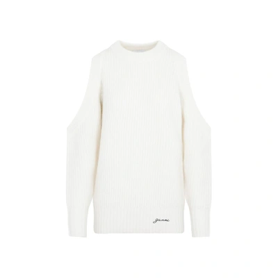 Shop Ganni Ganny Chunky Pullover Sweater In White