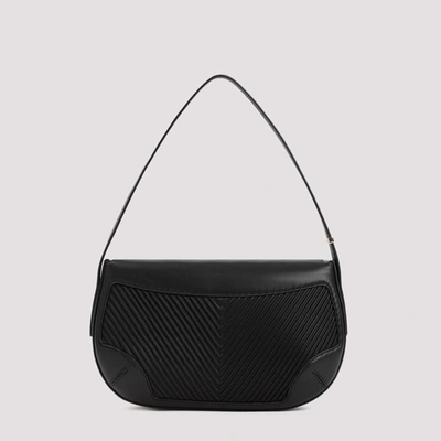 Giorgio Armani Small Plisse Napa Shoulder Bag In Black
