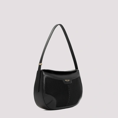 Giorgio Armani Small Plisse Napa Shoulder Bag In Black