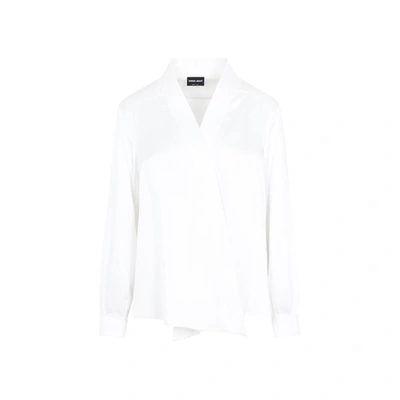 Shop Giorgio Armani Silk Shirt In White