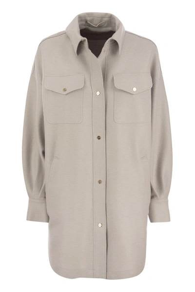 Herno Resort Shirt In Lightweight Boiled Wool In Ice