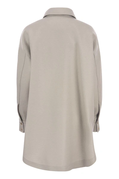 Shop Herno Resort Shirt In Lightweight Boiled Wool In Ice
