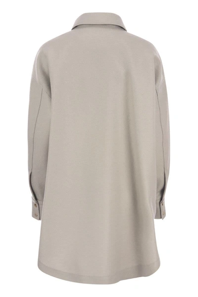 Herno Resort Shirt In Lightweight Boiled Wool In Ice