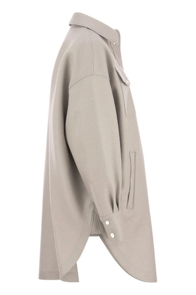 Herno Resort Shirt In Lightweight Boiled Wool In Ice