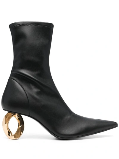 Shop Jw Anderson J.w. Anderson Chain Heel Stretch Ankle Boot Shoes In 999 Black