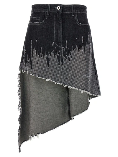 Shop Jw Anderson J.w. Anderson Sequin Asymmetric Denim Skirt In Gray