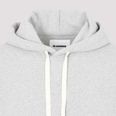 Shop Jil Sander Cotton Hoodie Sweatshirt In Grey