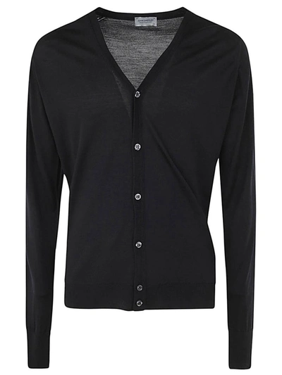 Shop John Smedley Bryn Long Sleeves V Neck Fashioned Cardigan Clothing In Black