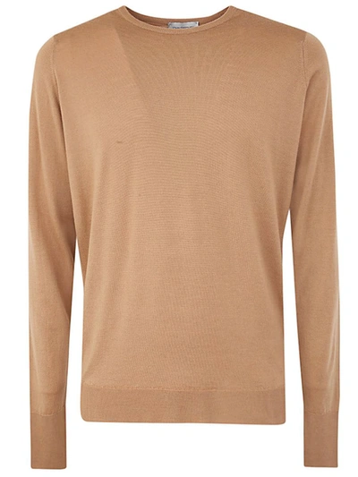 Shop John Smedley Marcus Long Sleeves Crew Neck Pullover Clothing In Brown