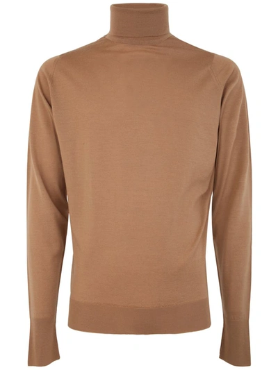 Shop John Smedley Richards Long Sleeves Crew Neck Pullover Clothing In Brown