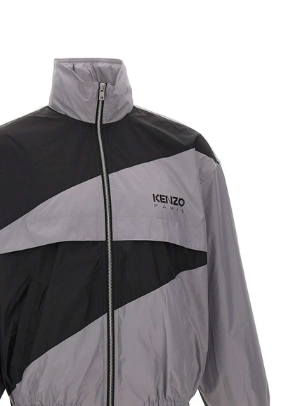 Shop Kenzo "dazzle Windbreaker" In Grey