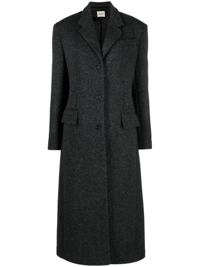 Shop Khaite Coat In Grey Melange