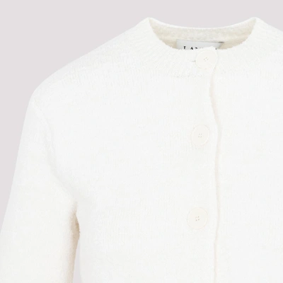 Shop Lanvin Embroidered Cropped Cardigan Sweater In Nude & Neutrals