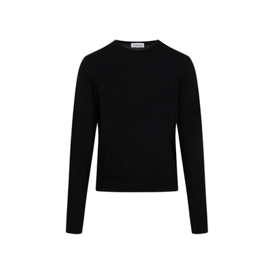 Shop Lanvin Merino Wool Crew Neck Sweater In Black