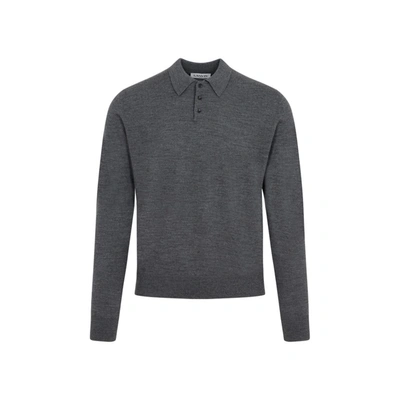 Shop Lanvin Merino Wool Polo In Grey