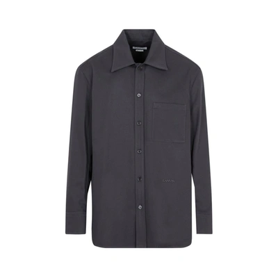 Shop Lanvin Twisted Cocoon Overshirt In Grey