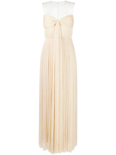 Shop Lanvin Long Pleated Bustier Dress Clothing In 081 Sand
