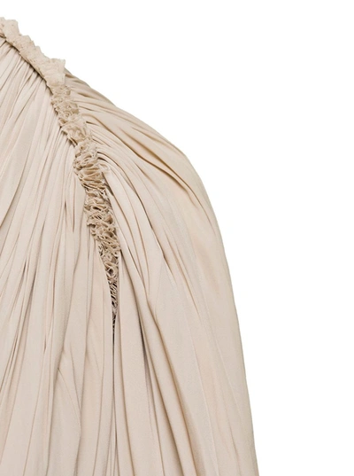 Shop Lanvin Long Beige Cape Drape Dress In Polyester Woman