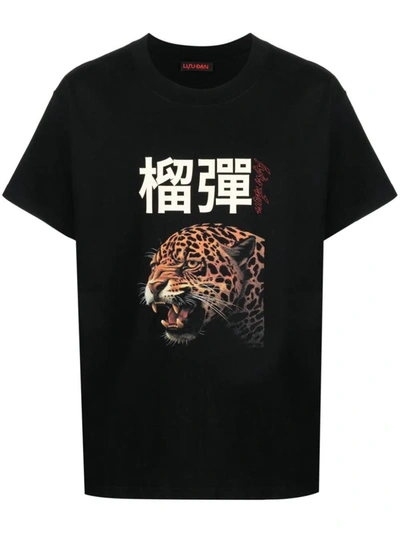 Shop Lu'u Dan Tshirt In Black Leopard Face