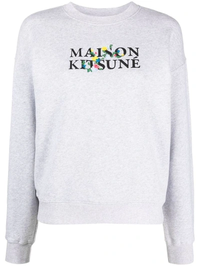 Maison Kitsuné Logo-print Cotton Sweatshirt In Grey