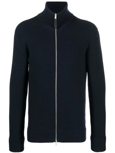 Shop Maison Margiela Wool And Cotton Blend Cardigan In Blue