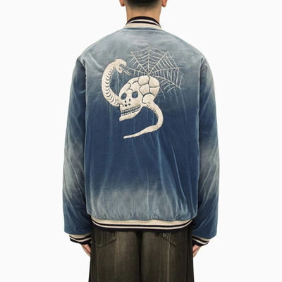 Shop Miharayasuhiro Maison Mihara Yasuhiro Bomber Jacket With Embroideries In Blue