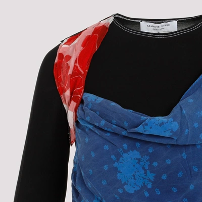 Shop Marine Serre Regenerated Silk Scarves Draped Top In Multicolour