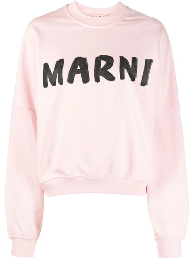 Shop Marni Logo Sweatshirt Clothing In Pink & Purple