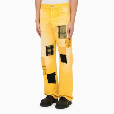 Shop Marni Patchwork Trousers In Yellow