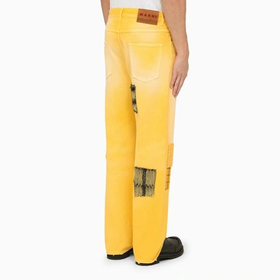 Shop Marni Patchwork Trousers In Yellow