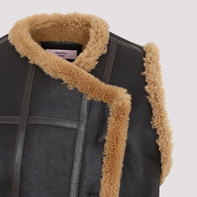 Shop Martine Rose Shearling Wrap Cargo Vest Jacket In Brown