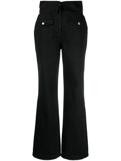 Moschino Jeans Folded-edge Flared Jeans In Black