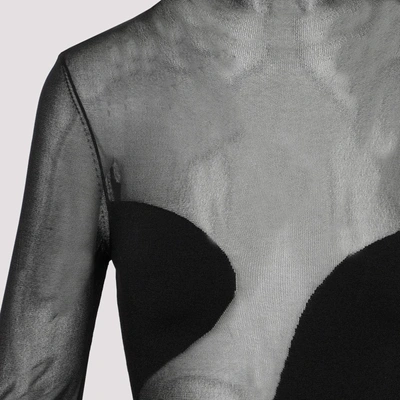 Shop Nensi Dojaka Fitted Semisheer Dress With Asymmetric Bra Line In Black