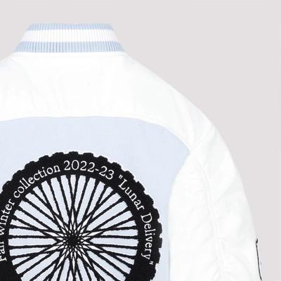 Shop Off-white Moon Wheel Varsity Jacket In Blue
