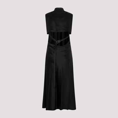 Shop Off-white Satin Buckle Long Dress In Black
