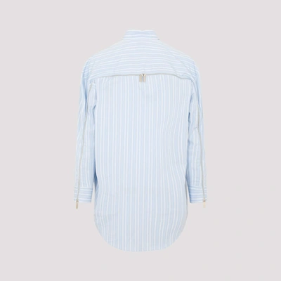 Shop Off-white Stripe Poplin Round Zip Shirt In Blue