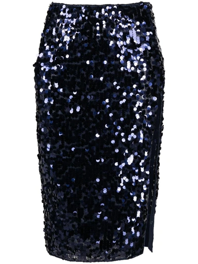 Shop Oseree Oséree Night Sequins Midi Skirt Clothing In Blue