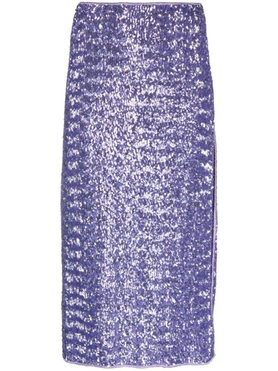 Shop Oseree Oséree Paillettes Midi Skirt Clothing In Pink & Purple