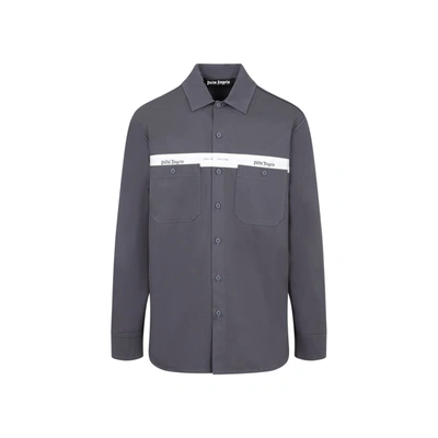 Shop Palm Angels Sartorial Tape Work Shirt In Grey